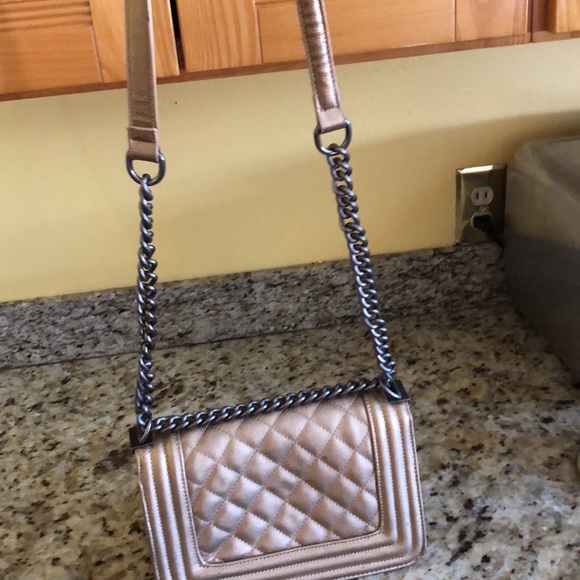 Dark brown silver chain shoulder purse - Picture 3 of 5